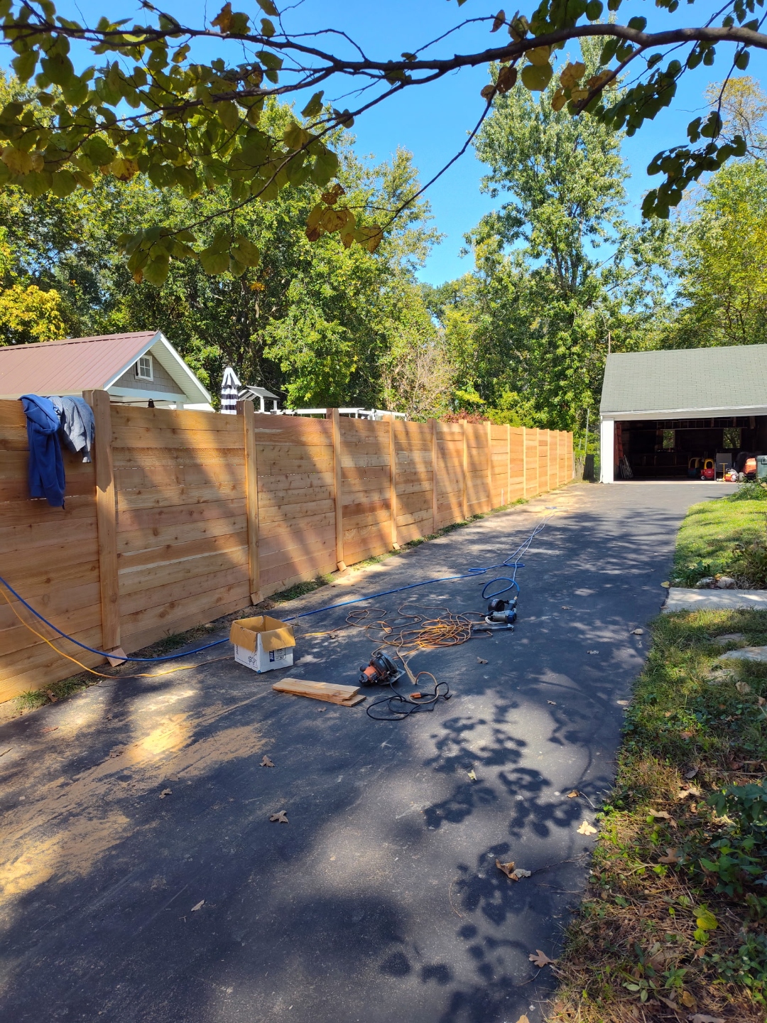 Cedar horizontal fence installed by Verdant Hills, Wildwood MO